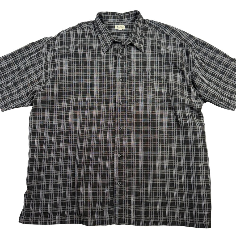 Haggar Mens 4X Black White Plaid Short Sleeve Button Down Shirt Big Tall 4XL